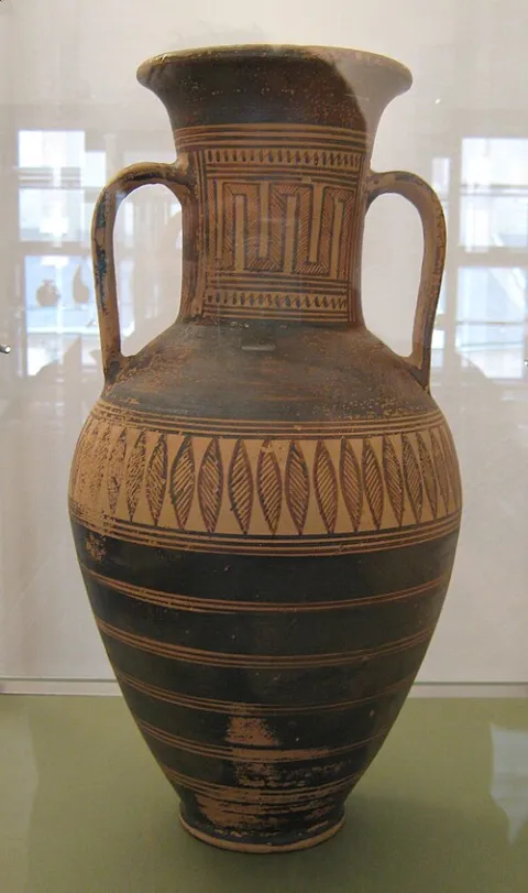 Attic Geometric neck amphora, terracotta