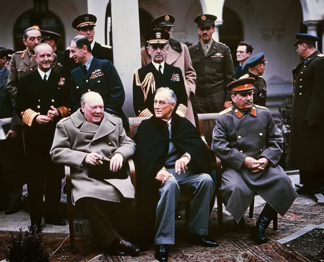 Churchill, Roosevelt and Stalin at Yalta, photograph