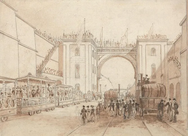 Opening of the Liverpool and Manchester Railway, drawing