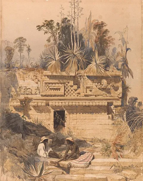 Ruins at Sabachtsche, watercolour by Catherwood