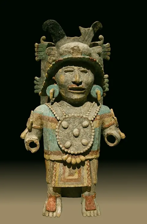 Effigy censer holder, painted ceramic
