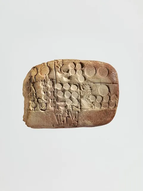 Proto-cuneiform tablet, barley and emmer account