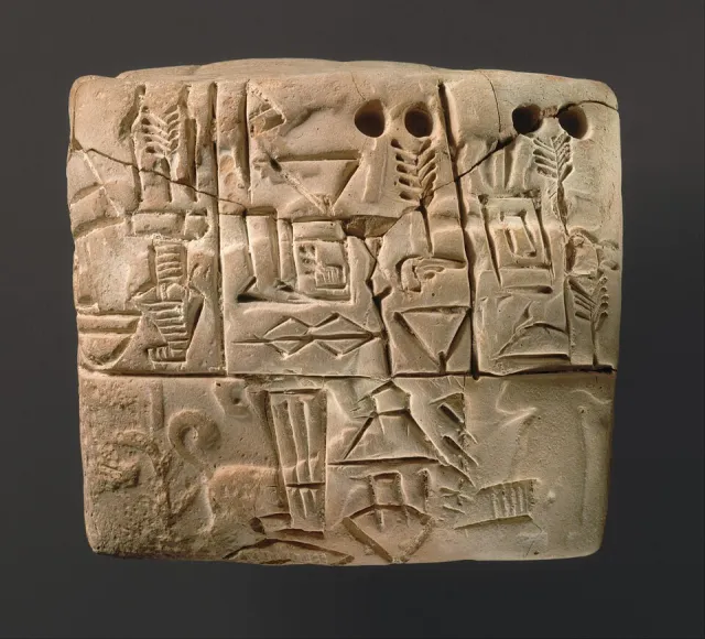 Proto-cuneiform clay tablet, barley account